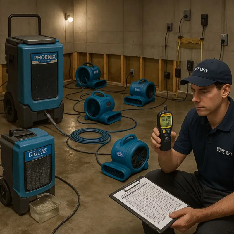 Structural Drying and Dehumidification process in Windsor, VT